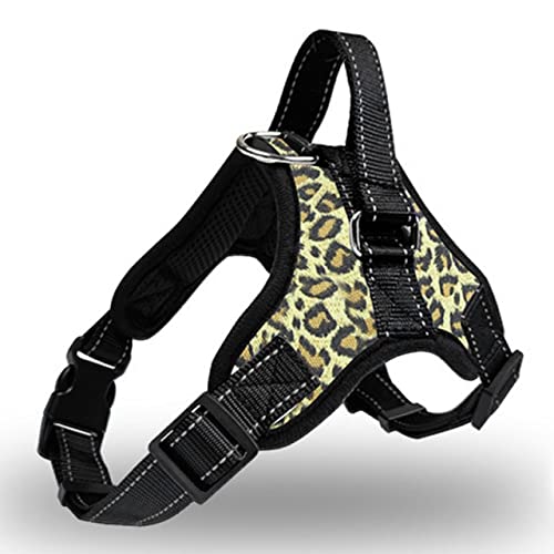 Mascota Correa para perros Arnés para el pecho de tracción Arrastre Chaleco a prueba de explosiones Collar para perros Suministros para perros Accesorios Productos para perros Gato Bulldog-Leopard, M