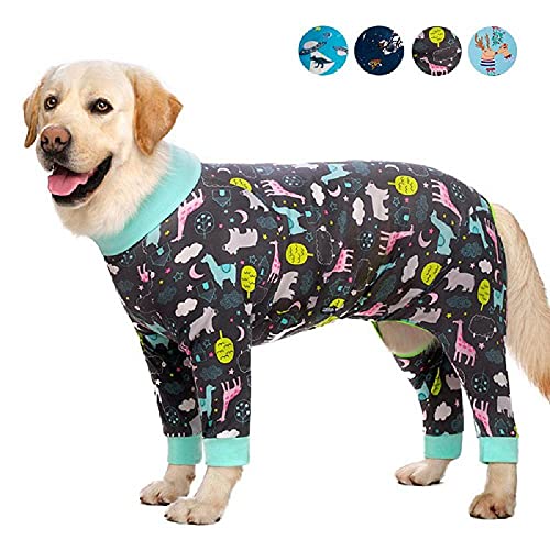 Mascota Perro Grande Ropa Ajustada Mono de Perro con Estampado de Dibujos Animados Pijamas de 4 Patas Abrigo Ropa de destete del Vientre de enfermería Body Ropa de hogar 12