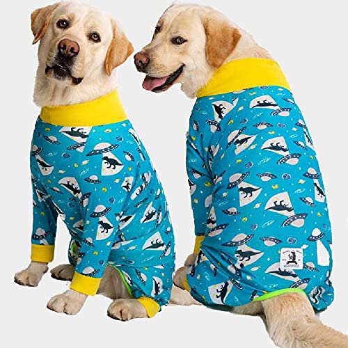 Mascota Perro Grande Ropa Ajustada Mono de Perro con Estampado de Dibujos Animados Pijamas de 4 Patas Abrigo Ropa de destete del Vientre de enfermería Body Ropa de hogar 12