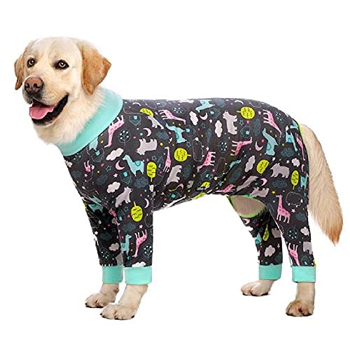 Mascota Perro Grande Ropa Ajustada Mono de Perro con Estampado de Dibujos Animados Pijamas de 4 Patas Abrigo Ropa de destete del Vientre de enfermería Body Ropa de hogar 12