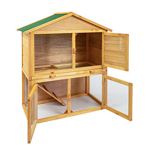 MaxxPet Jana Jaula para conejos - Hamaca de jardín - Casa para pequeños animales de madera de abeto - 85 x 45 x 97 cm