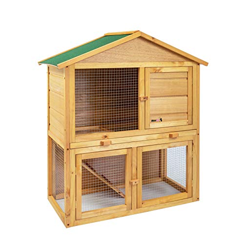 MaxxPet Jana Jaula para conejos - Hamaca de jardín - Casa para pequeños animales de madera de abeto - 85 x 45 x 97 cm