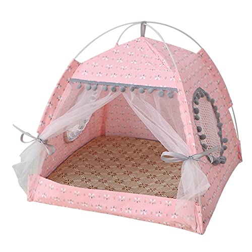 MaylFre Pet Tent Pet Tent Porte Portable Cable Cable Cama DE Perrito TRANSPLETLE por CASA DE Perro Cava Rosa Rosa M