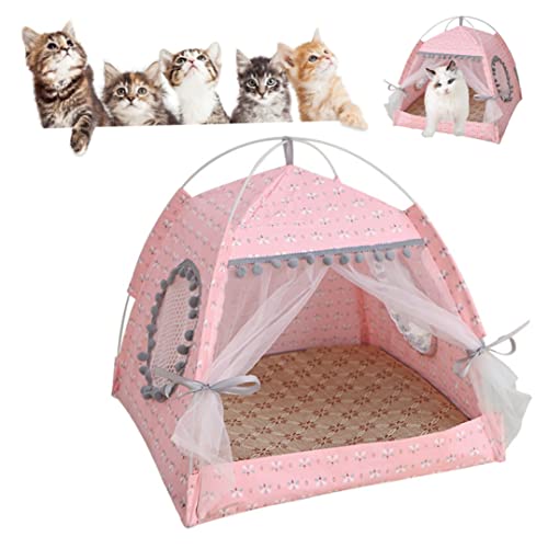 MaylFre Pet Tent Pet Tent Porte Portable Cable Cable Cama DE Perrito TRANSPLETLE por CASA DE Perro Cava Rosa Rosa M