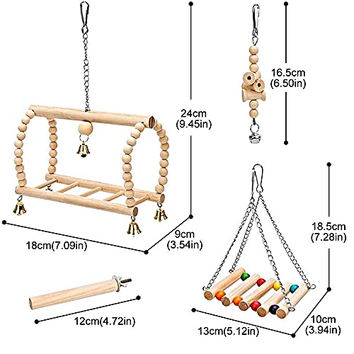 Mecmbj Juguetes de Loro Pájaros, 8 Juguetes para Masticar Loros, Juguetes para Pájaros Pequeños y Medianos, Anillos De Columpio De Troncos, Cuerdas De Campana, para Perchas De Pájaros