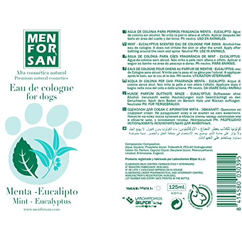 MENFORSAN Colonia para perros menta y eucalipto 125ml, Aroma refrescante y duradero