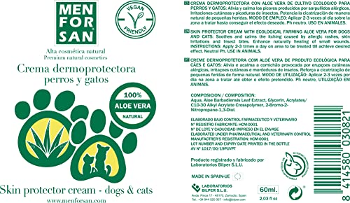 MENFORSAN Crema hidratante dermoprotectora para Perros y Gatos 60ml, con Aloe Vera 100% Natural de Cultivo ecológico