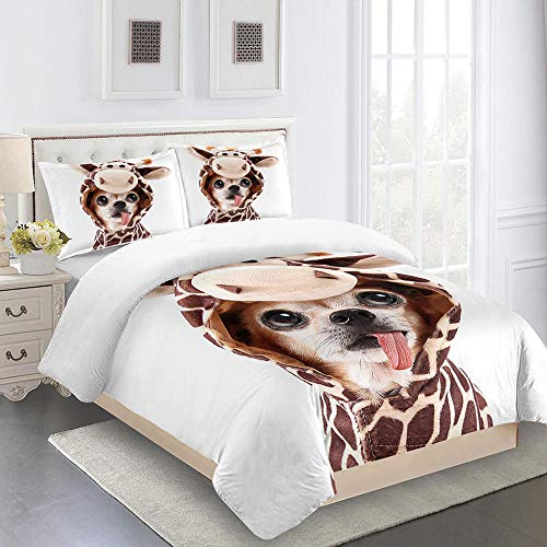 MENGBB Funda Edredón Cama 150 Estampado Mascotas Perros Arte 260X220cm Juego de Cama 3 Piezas 100% Microfibra