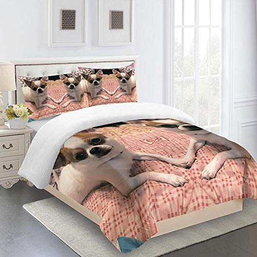 MENGBB Juego de Cama Infantil 100% Microfibra Animales Mascotas Perros 155X200cm Funda Edredón Cama 150 100% Microfibra