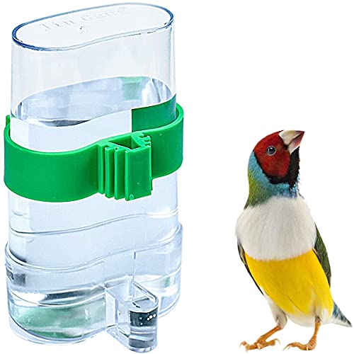 Mengger 4Pcs Comedero de pájaros Exterior dispensadora de Agua automático Jaula dispensadora de pájaros alimentador de Agua Bebedero automático Parrot dispensador con 4PCS Cucharas de pájaros