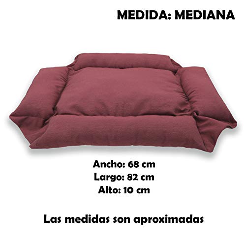 MERCURY TEXTIL – Cama Doble Uso para Mascotas, rellena de Fibra Hueca, cómoda y Transpirable. Lo Ideal para Tus Mascotas. (Medium, Granate)