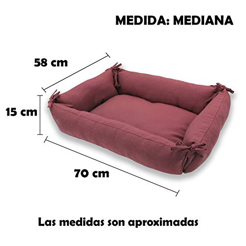 MERCURY TEXTIL – Cama Doble Uso para Mascotas, rellena de Fibra Hueca, cómoda y Transpirable. Lo Ideal para Tus Mascotas. (Medium, Granate)