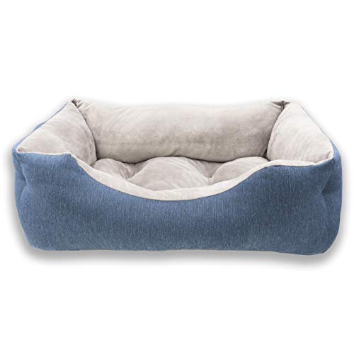 MERCURY TEXTIL- Sofá, Cesta,Cama Comoda para Perros,Gatos y Mascotas, con Relleno de Fibras Super Suave,Resistente al Desgaste y Duradero (Pequeño, Azul)