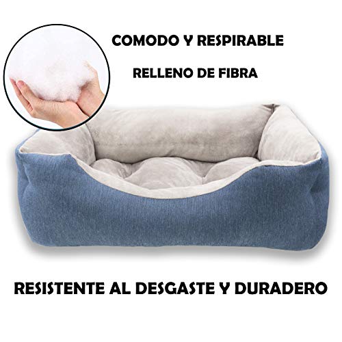 MERCURY TEXTIL- Sofá, Cesta,Cama Comoda para Perros,Gatos y Mascotas, con Relleno de Fibras Super Suave,Resistente al Desgaste y Duradero (Pequeño, Azul)