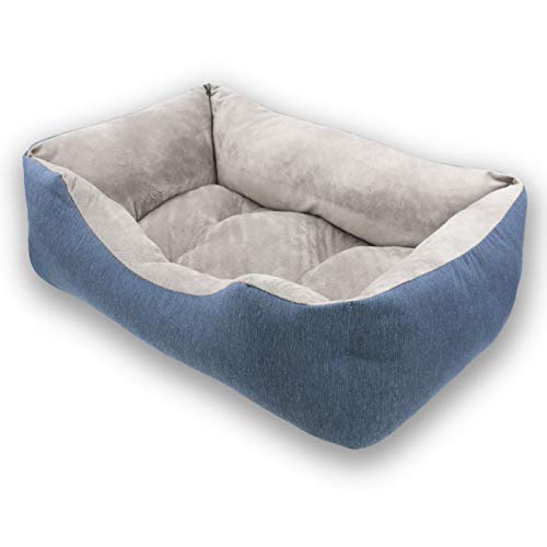 MERCURY TEXTIL- Sofá, Cesta,Cama Comoda para Perros,Gatos y Mascotas, con Relleno de Fibras Super Suave,Resistente al Desgaste y Duradero (Pequeño, Azul)