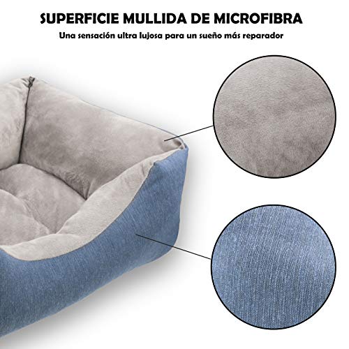 MERCURY TEXTIL- Sofá, Cesta,Cama Comoda para Perros,Gatos y Mascotas, con Relleno de Fibras Super Suave,Resistente al Desgaste y Duradero (Pequeño, Azul)