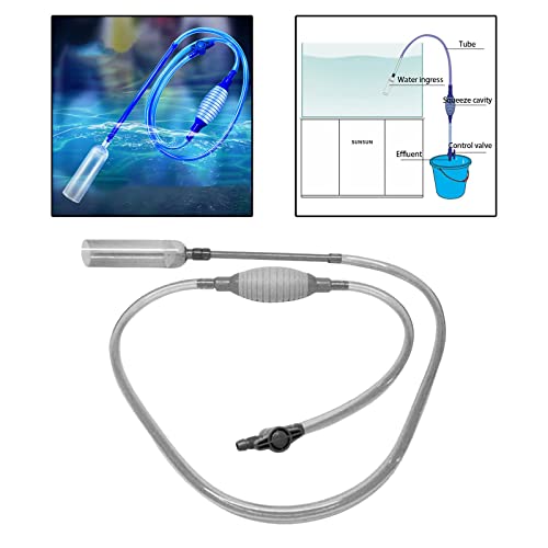 MERIGLARE Kit de Cambiador de Agua para Acuario, Accesorios, Bomba de sifón de absorción Fuerte, vacío con Boquilla Larga, Filtro de Lavadora de Arena Duradero - Gris