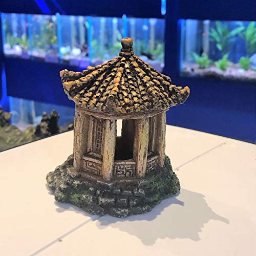 Mezzaluna Gifts Adornos de acuario con temática japonesa, decoración de Buda, pagoda, bonsái, (parte superior pequeña, templo alto 9 cm x largo 7,5 cm)