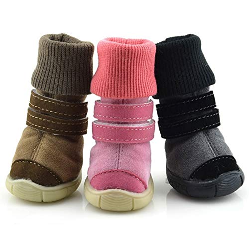 MGHN Zapatos para Perros Kitten Invierno y otoño del Perro casero Antideslizante Lona Grande del Perro casero Antideslizante Lona Suave Botas de Nieve (Color : Rosado, Size : XS)