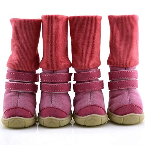 MGHN Zapatos para Perros Kitten Invierno y otoño del Perro casero Antideslizante Lona Grande del Perro casero Antideslizante Lona Suave Botas de Nieve (Color : Rosado, Size : XS)