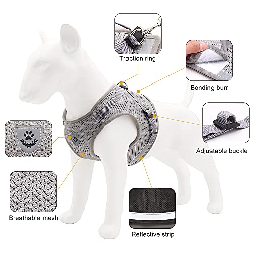 MHwan arnes Gatos antiescape, Correa para Gatos, Arneses de Chaleco para Perros a Prueba de Fugas Tiras Reflectantes Ajustables para Entrenamiento al Aire Libre de Perros y Gatos (M, Gris)