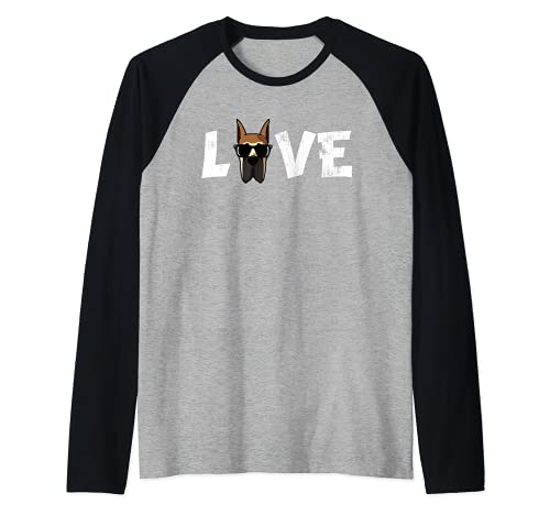 Mi perro piensa que soy genial Gran Danés divertido Camiseta Manga Raglan