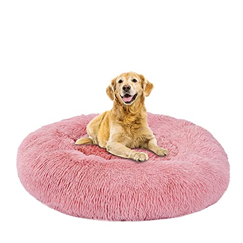 MIAE Cama para Gatos Calmante, Reduce La Ansiedad Cama para Perros con Forma De Rosquilla, con Esponjosa Felpa, Acolchado De Algodón PP, Parte Inferior Impermeable Antideslizante