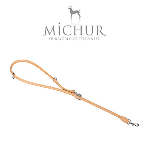 MICHUR SANTIAGO BEIGE correa para perros de cuero, mascotas, correa de cuero para perros, correa, correa de cuero redonda, longitud ajustable, tamaño ajustable, ajustable LEINE LEATHER, BEIGE, disponible en varios tamaños, cuero