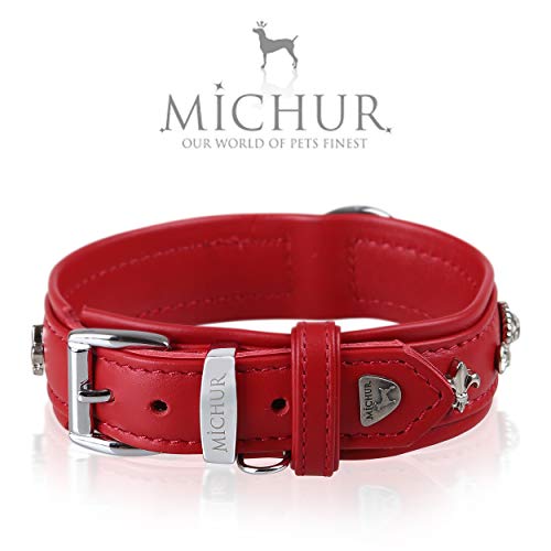 MICHUR Velvet Collar de Cuero de Terciopelo para Perro de Cuero para Perro Collar de Cuero Negro con Diamantes de imitación de Lirios y Cristal Grande Disponible en Diferentes tamaños