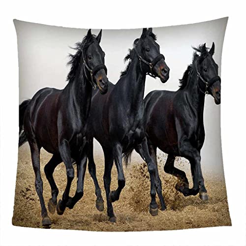 MIJYLD Manta de Felpa de Franela Caballo Negro Animal Manta 3D Manta de Forro Polar Gruesa Cálida y Esponjosa Manta para el hogar y de Viaje, Manta para sofá Cama, Fácil de cuidar 70x100 cm