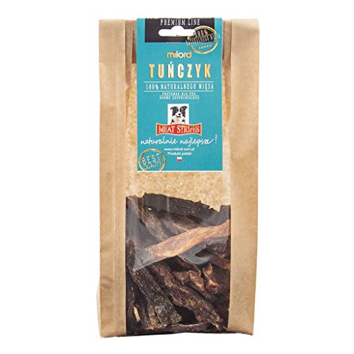 Milord Atún seco en Tiras, Snack para Perros, Snack 100% Natural, Galletas para Perros, deliciosas Tiras de Carne, Alimentos para Perros, sin conservantes (200g)