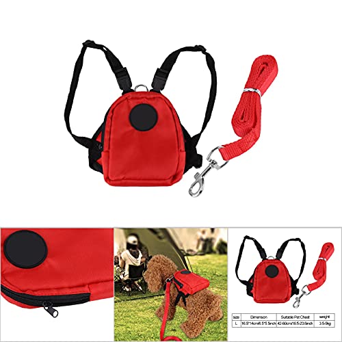 minifinker Correa para Mochila para Mascotas, Mochila roja para Mascotas, Mochila para Perros de poliéster, para Perros pequeños para Viajar, Hacer Ejercicio al Aire Libre(Red, L)