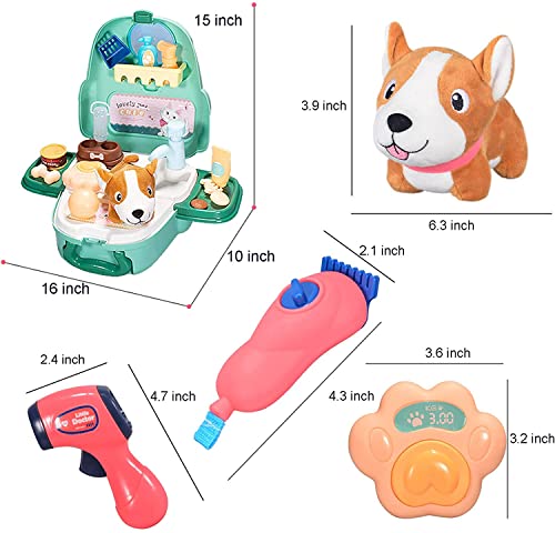 MITCIEN Juguetes para perros Juego de juguetes para mascotas con felpa para el cuidado de cachorros, accesorios para médicos, juegos de rol de simulación, mochila para niños de 3 4 5 años