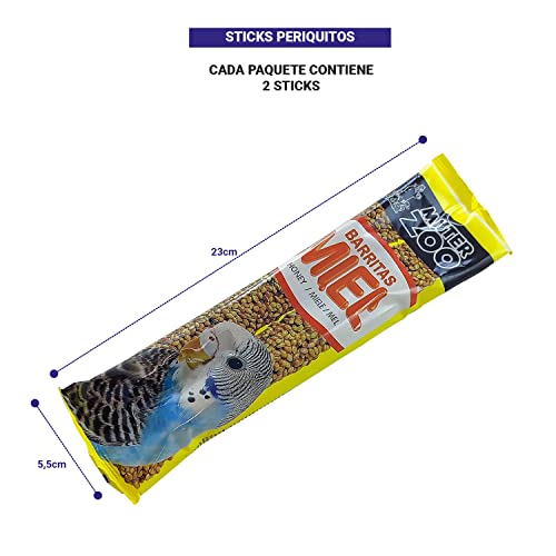 Mixtura para Periquitos y Sticks de Miel. Set de Mixtura para Periquitos, Aves Exóticas y 2 Barritas de Miel. Ref.50234-50225-19861 (900 Gramos y 2 Barritas)