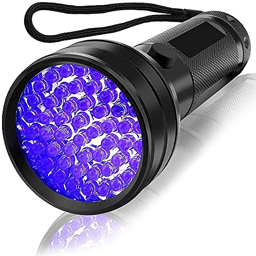 MMOBIEL Linterna de luz UV, de 51 LED, detecta orina de perros/gatos/conejos, manchas, chinches y escorpiones, fragua pegamento y detecta dinero falsificado