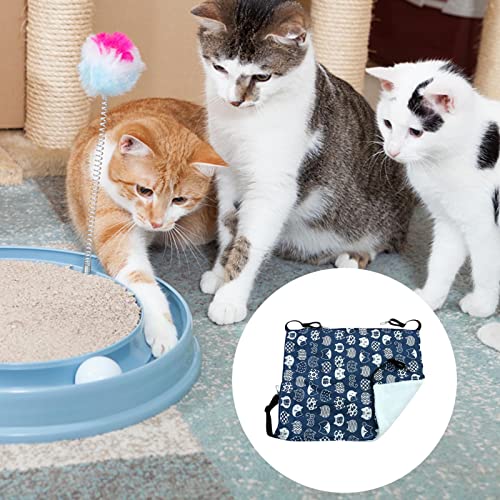 M/N Cojín somnolente para gatos con hamaca para jaula para animales de compañía de doble cara, cama de columpio para gatos con correas ajustables, hamaca para gato reversible