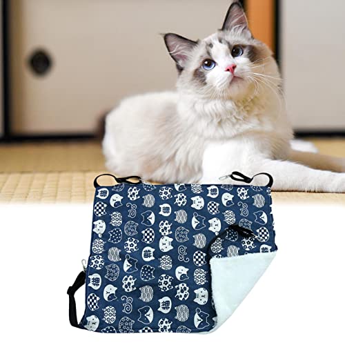 M/N Cojín somnolente para gatos con hamaca para jaula para animales de compañía de doble cara, cama de columpio para gatos con correas ajustables, hamaca para gato reversible