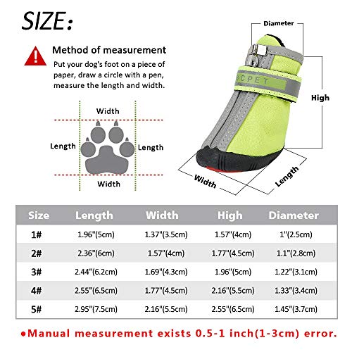 MOLUO Zapatos para perros Zapatos del perro caliente del invierno Zapatos perros pequeños calcetines grandes reflectantes for perros Impermeable Botas de la pata protector no del resbalón Lluvia Nieve