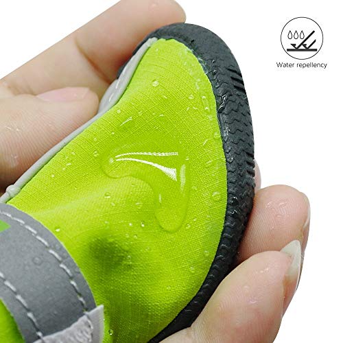 MOLUO Zapatos para perros Zapatos del perro caliente del invierno Zapatos perros pequeños calcetines grandes reflectantes for perros Impermeable Botas de la pata protector no del resbalón Lluvia Nieve