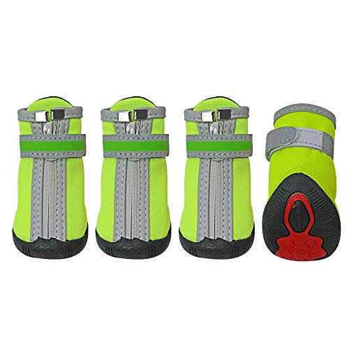 MOLUO Zapatos para perros Zapatos del perro caliente del invierno Zapatos perros pequeños calcetines grandes reflectantes for perros Impermeable Botas de la pata protector no del resbalón Lluvia Nieve