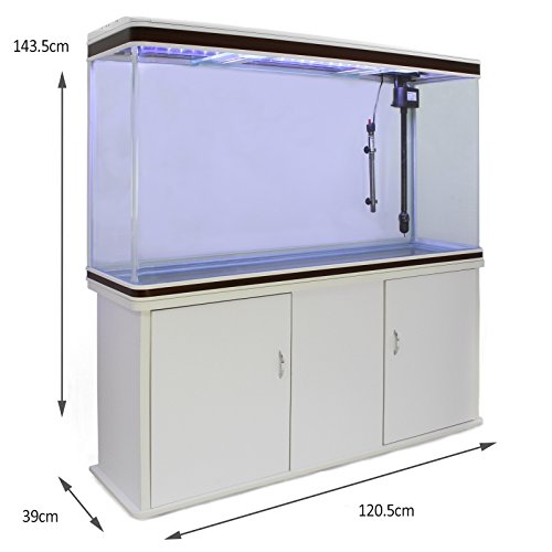 MonsterShop - Pecera Acuario Completo 300L con Mueble Inferior Blanco 300W & Kit Iniciación