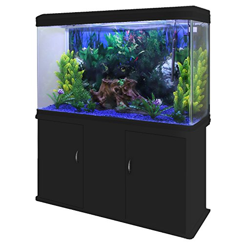 MonsterShop - Pecera Acuario Completo 300L Mueble Negro 300W & Kit Iniciación con Grava Azul