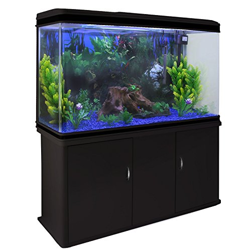 MonsterShop - Pecera Acuario Completo 300L Mueble Negro 300W & Kit Iniciación con Grava Azul