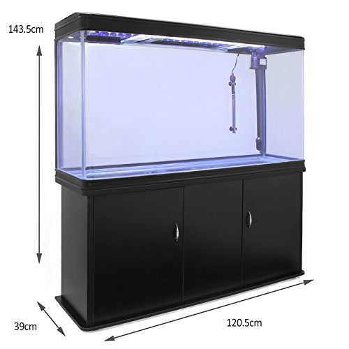 MonsterShop - Pecera Acuario Completo 300L Mueble Negro 300W & Kit Iniciación con Grava Azul