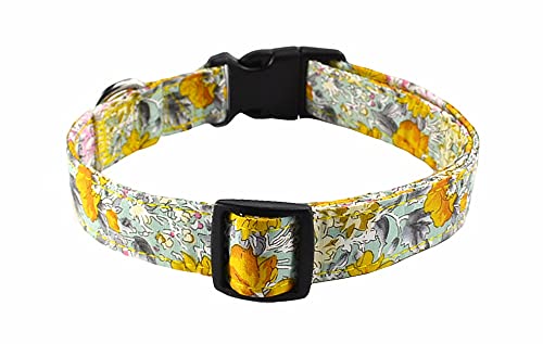 Moonpet Collares de perro con pajarita reemplazable y flor, collares de perro con patrón floral ajustable para niñas pequeñas y medianas razas grandes perros amarillo M