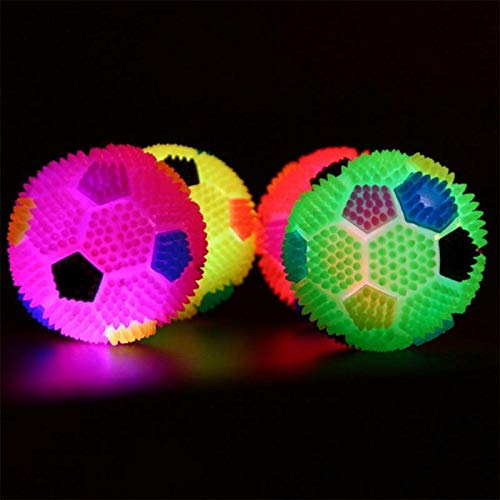 MOONVVIN Moonvin 4 Bolas de luz para Mascota, Perro, Gato, fútbol, Juguete, Cachorro, Gato, Mascota, Pelota de Goma con Luces LED, Juguete de Goma para Masticar, Color al Azar