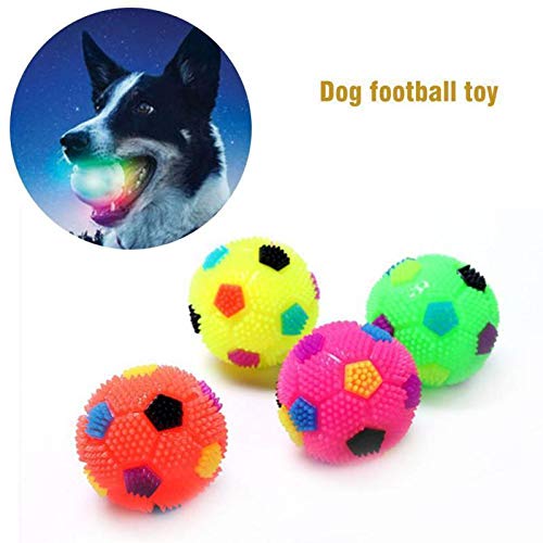 MOONVVIN Moonvin 4 Bolas de luz para Mascota, Perro, Gato, fútbol, Juguete, Cachorro, Gato, Mascota, Pelota de Goma con Luces LED, Juguete de Goma para Masticar, Color al Azar