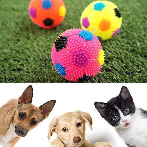 MOONVVIN Moonvin 4 Bolas de luz para Mascota, Perro, Gato, fútbol, Juguete, Cachorro, Gato, Mascota, Pelota de Goma con Luces LED, Juguete de Goma para Masticar, Color al Azar