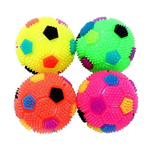 MOONVVIN Moonvin 4 Bolas de luz para Mascota, Perro, Gato, fútbol, Juguete, Cachorro, Gato, Mascota, Pelota de Goma con Luces LED, Juguete de Goma para Masticar, Color al Azar