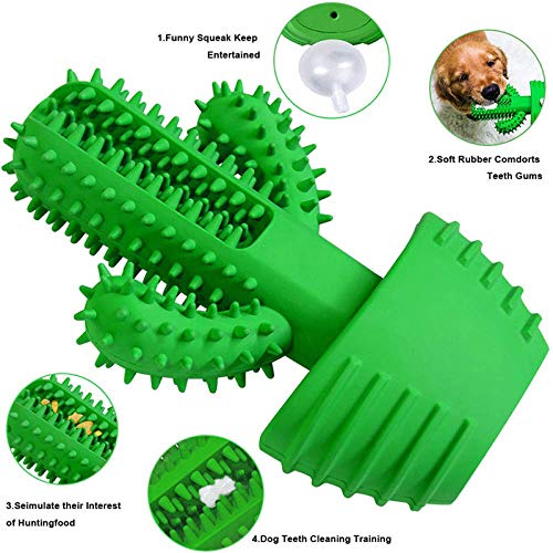 Mordedores De Juguete para Perros con Forma De Cactus, Mordedores De Juguete para Perros De Goma Natural, Multifuncional, Cepillo para Cuidado Dental-Verde_China